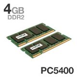 Crucial CT2CP25664AC667 200-Pin SODIMM DDR2 PC2-5300 CL=5 Unbuffered NON-ECC DDR2-667 1.8V 256Meg x 64 2GBx2 4GB Kit