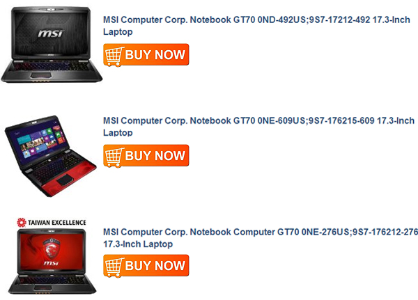 MSI Computer Corp. Notebook Computer GT70 0NE-276US;9S7-176212-276 17.3-Inch Laptop