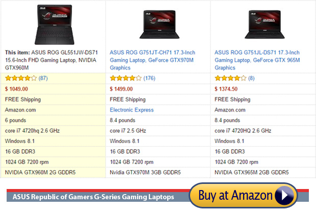 Three Asus laptops for professional gaming 